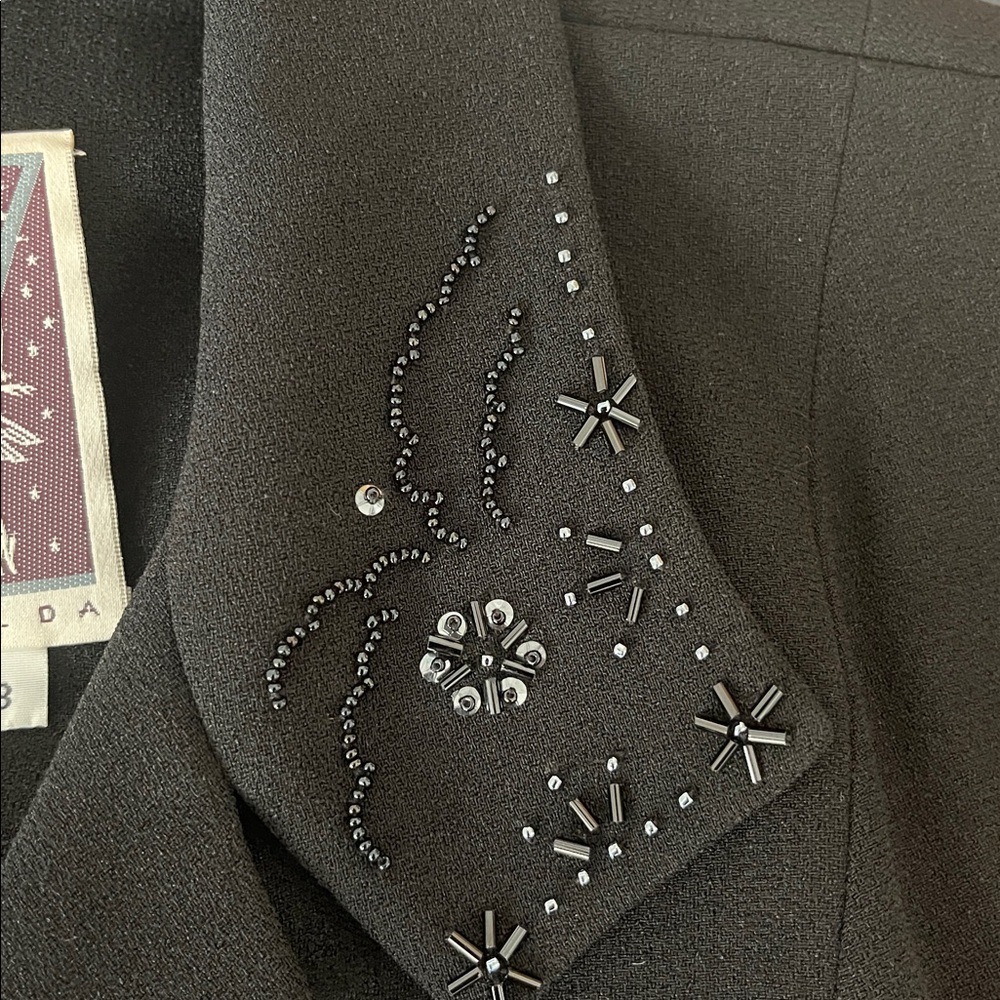 Zelda Black Women's Blazer with Beaded Design - Picture 5 of 8